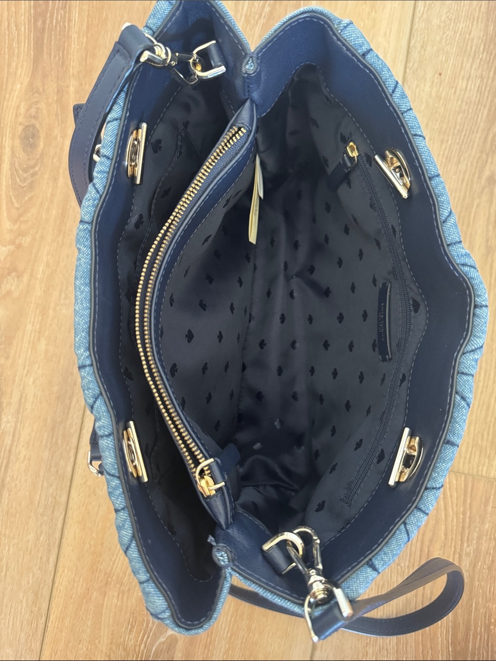 Kate Spade ♠️ Briar Lane Quilted Denim Meena Bag - Picture 8 of 16